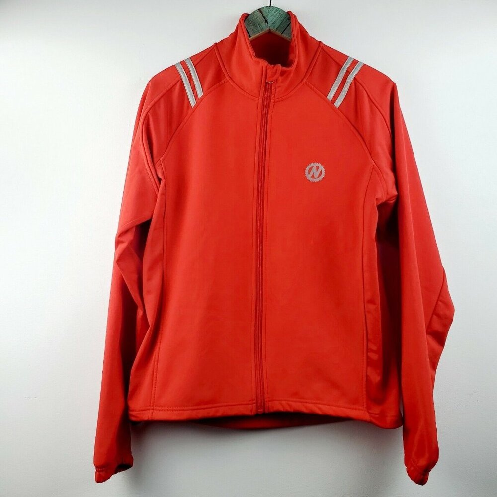 NASHBAR Men's Athletic Reflective Full Zip Red Softshell Cycling Jacket Sz M EUC
